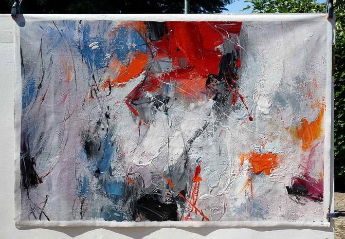 Purple Original Hand-painted Contemporary Abstract Canvas Artwork Q2ZA9